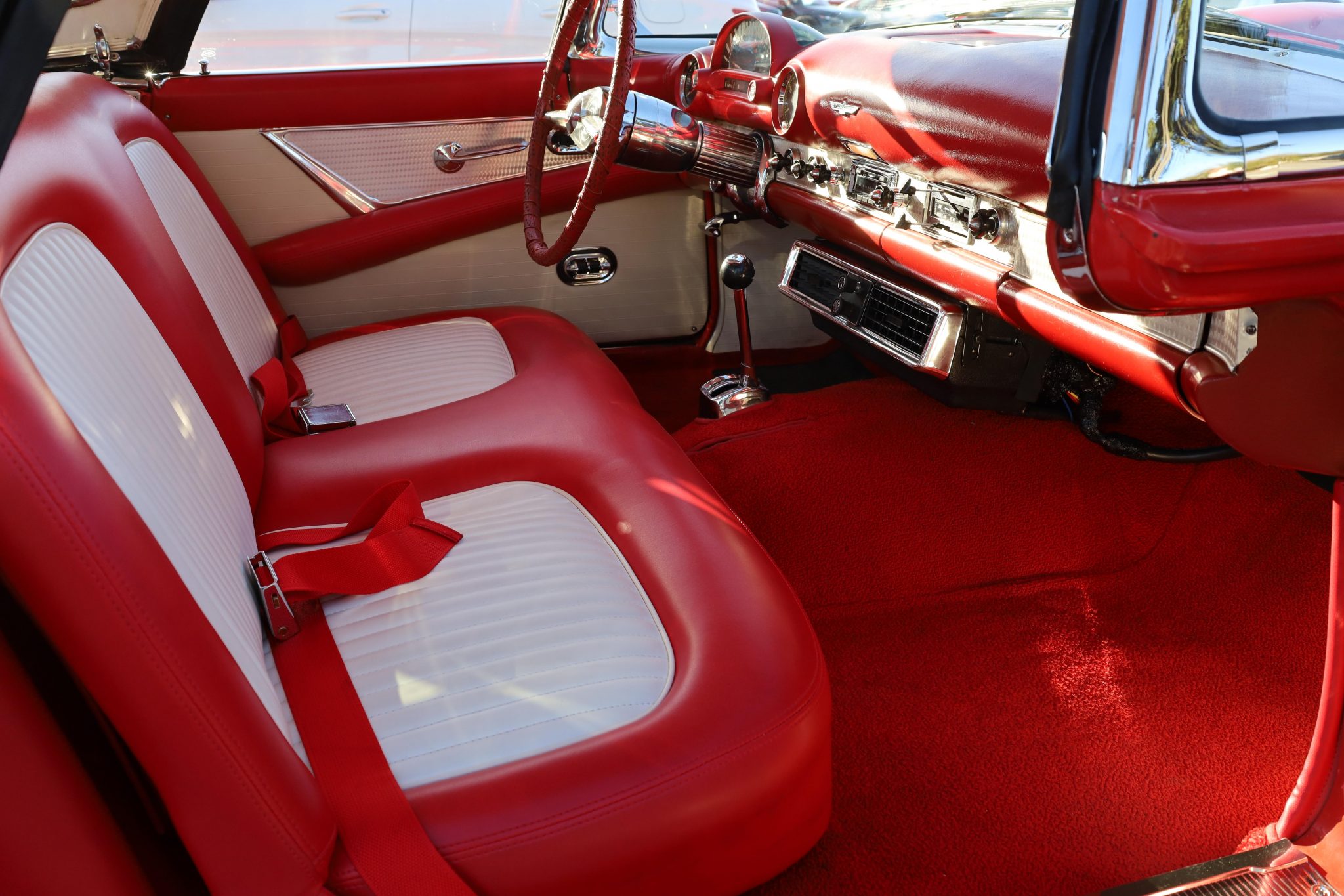 1955 Ford Thunderbird Red & White Interior