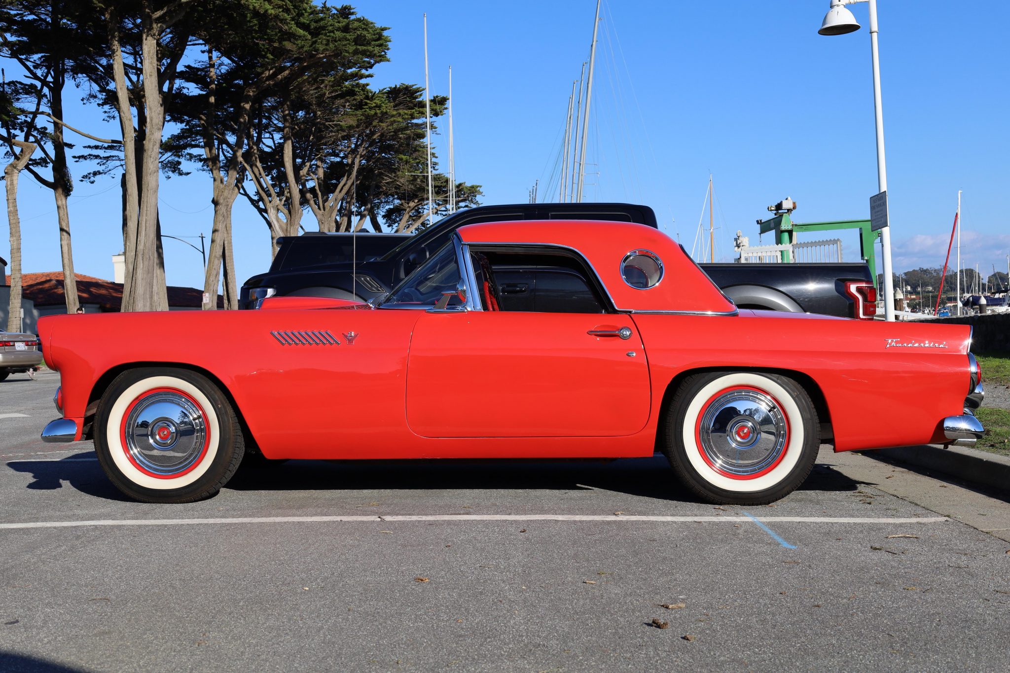 1955 Ford Thunderbird Side View Torch Red