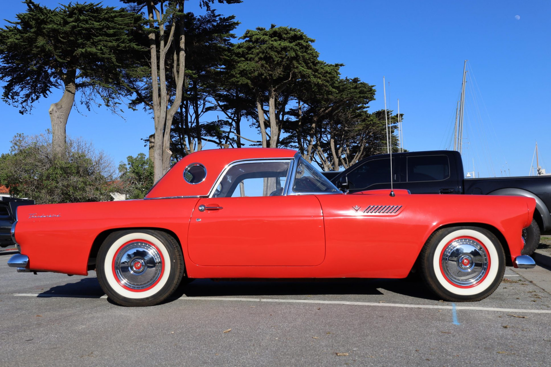 1955 Ford Thunderbird Side View Torch Red