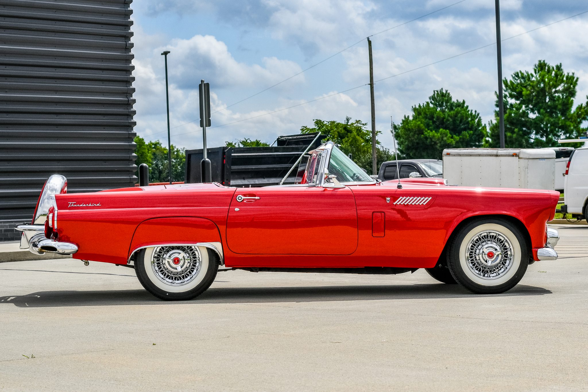 1956 Ford Thunderbird Side View Torch Red.