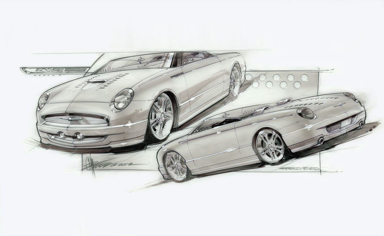 2002 Chip Foose Ford Thunderbird- Speedbird Sketch
