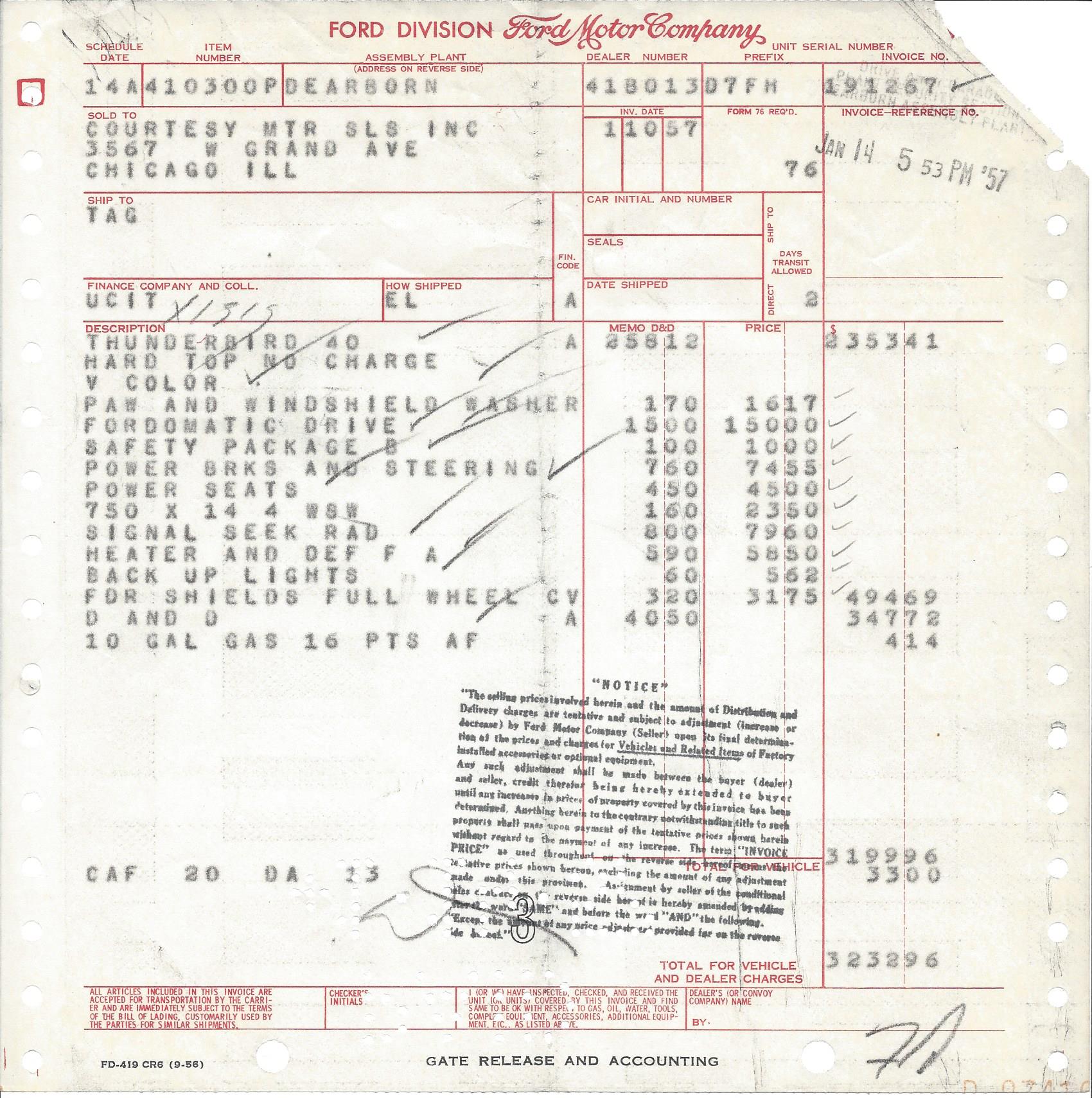 Our 1957 Thunderbird - Original Invoice.jpg